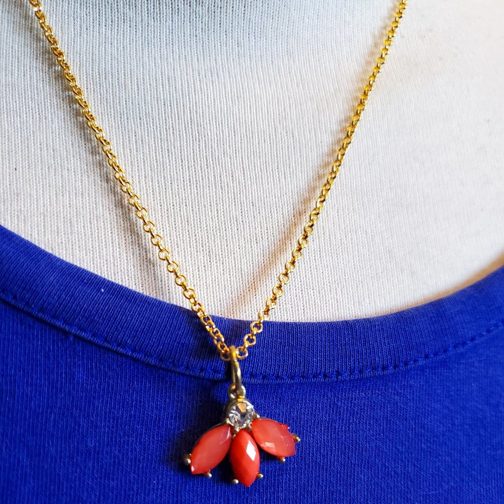 16" Gold Tone Orange Sunburst Pendant Necklace Tony Alexander Jewelry Artisan